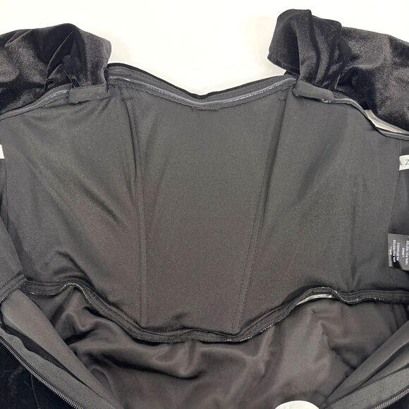 NWT Azazie Amyra A2 Black Stretch Sheath Off Shoulder Velvet Convertible Dress - Picture 11 of 14